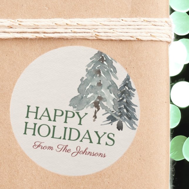 Adesivo Nome Personalizado Feriados Felizes Árvores de Pin (Criador carregado)