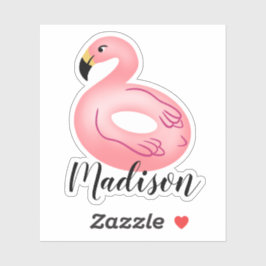 Adesivo Nome Personalizado Flamingo Piscina Float