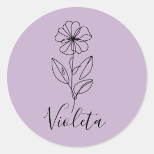 Adesivo Nome personalizado Flor de Nascimento violeta de f