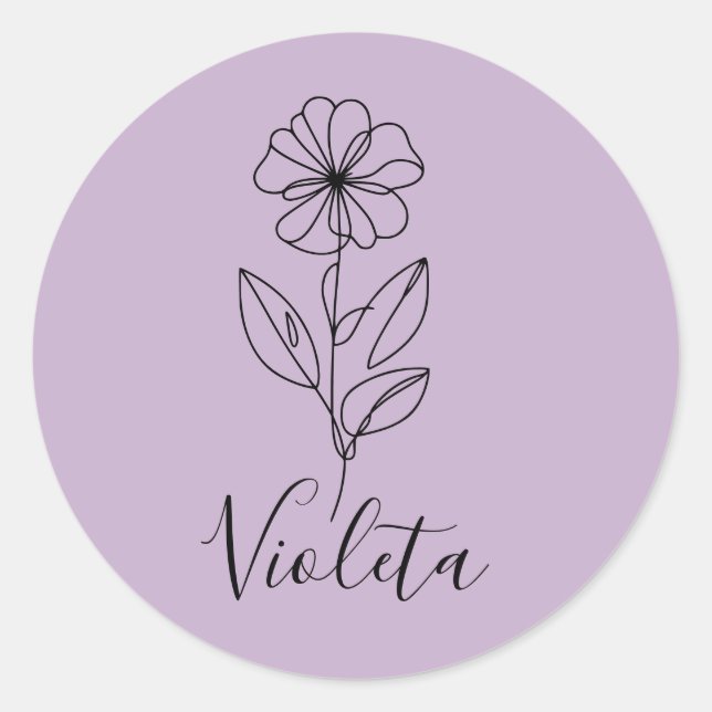 Adesivo Nome personalizado Flor de Nascimento violeta de f (Frente)
