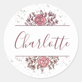 Adesivo Nome Personalizado Floral Rosa bonito