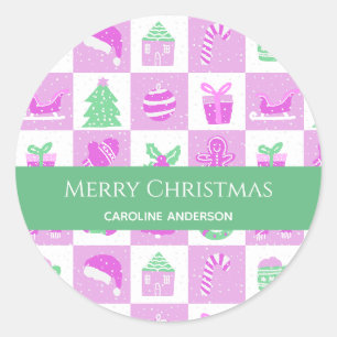 Adesivo Nome Personalizado Fofinho Rosa Natal