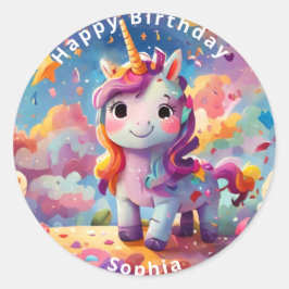 Adesivo nome personalizado fofo unicórnio colorido