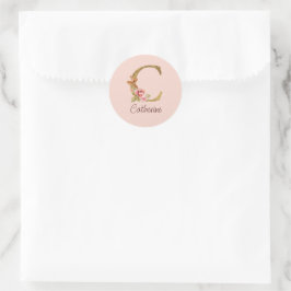 Adesivo Nome Personalizado Folha de Ouro Blush Rosas Rosa 