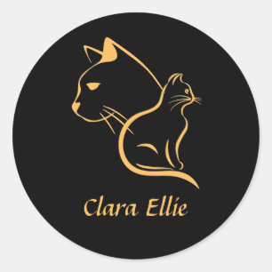 Adesivo Nome personalizado - gato elegante