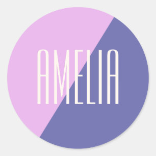 Adesivo Nome Personalizado Geométrico Moderno Rosa Roxo