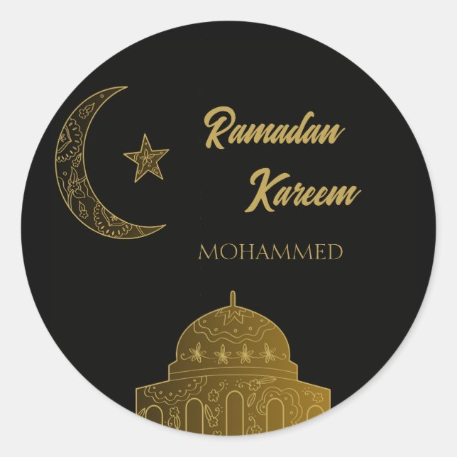 Adesivo Nome personalizado Happy Ramadan Kareem 2025 (Frente)