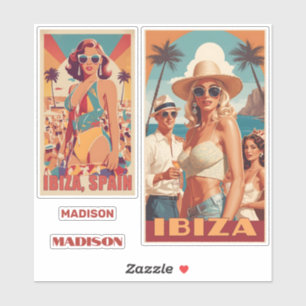 Adesivo Nome Personalizado Ibiza, Poster de viagens de Esp