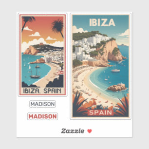 Adesivo Nome Personalizado Ibiza, Poster de viagens de Esp