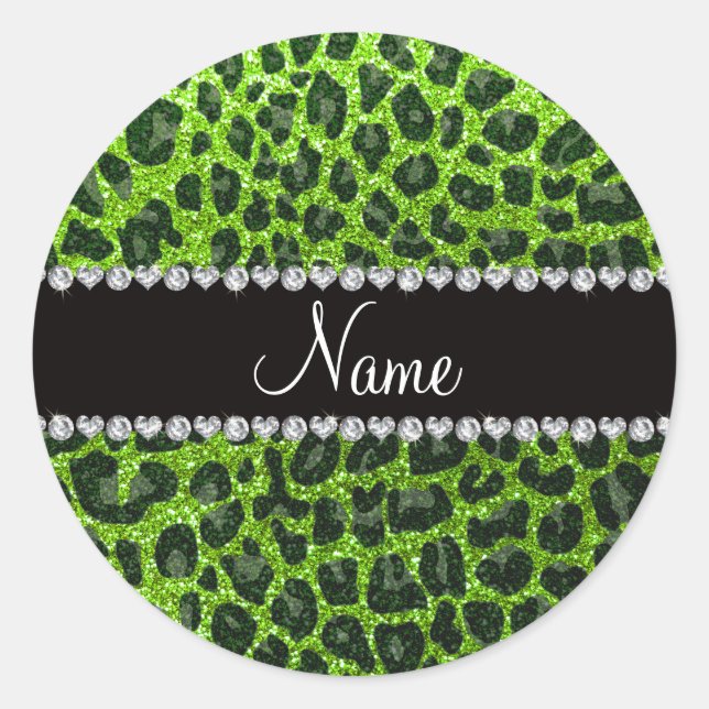 Adesivo Nome personalizado impressão leopardo verde neon n (Frente)