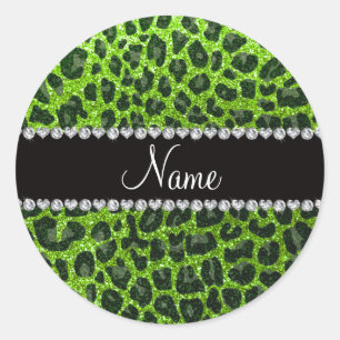 Adesivo Nome personalizado impressão leopardo verde neon n