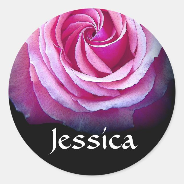 Adesivo NOME PERSONALIZADO - Jessica PINK Rose Sticker (Frente)