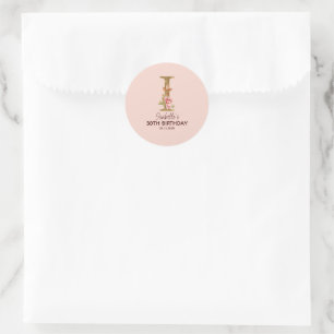 Adesivo Nome Personalizado Letra I Ouro Rosas Rosa Desbota