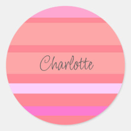 Adesivo Nome Personalizado Listras Rosa