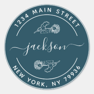 Adesivo Nome Personalizado Moderno Endereço de Devolução R