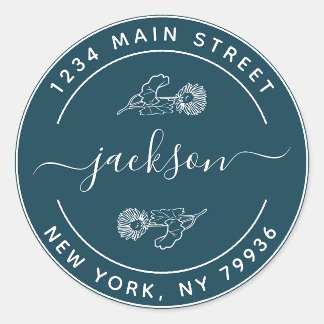 Adesivo Nome Personalizado Moderno Endereço de Devolução R (Frente)