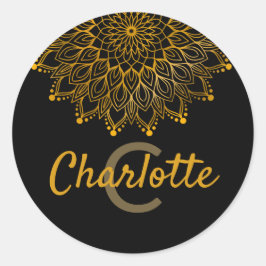 Adesivo Nome personalizado monograma inicial floral mandal