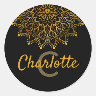 Adesivo Nome personalizado monograma inicial floral mandal