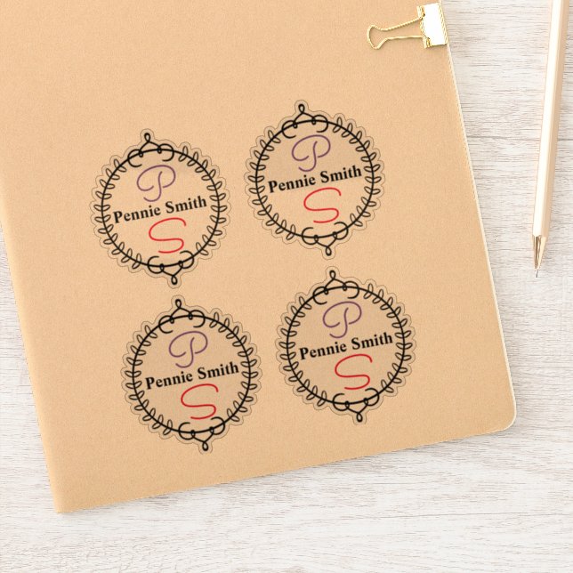 Adesivo Nome Personalizado Monograma Limpar vinil Stickers (Notebook)