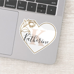 Adesivo Nome Personalizado Monogramado Coração Romântico d