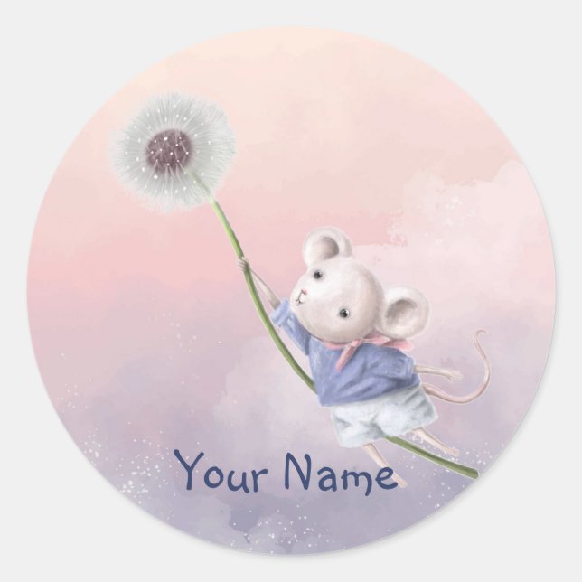 Adesivo Nome Personalizado Mouse Fantasy Mouse Dandelion C (Frente)