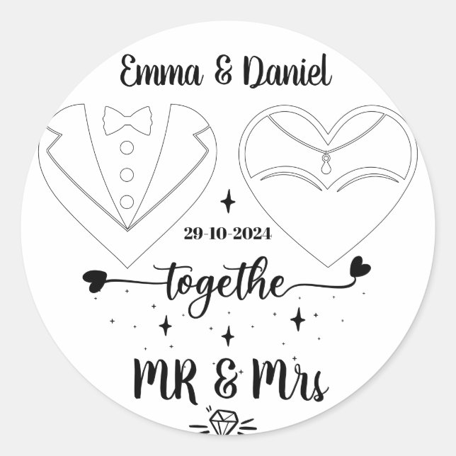 Adesivo nome personalizado noiva e noivo moderno pincel sc (Frente)