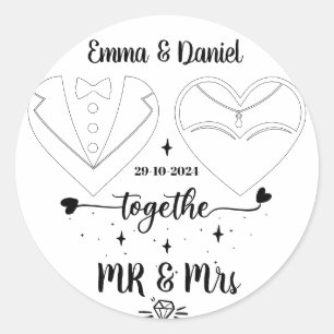 Adesivo nome personalizado noiva e noivo moderno script pi