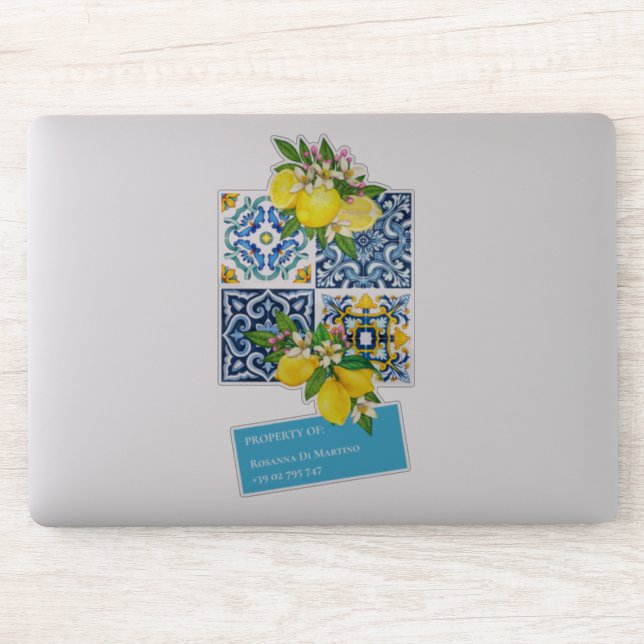 Adesivo Nome Personalizado Número de Azulejos Sicilianos R (Computador)