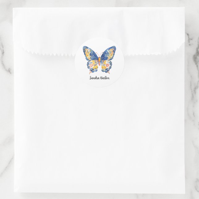 Adesivo Nome Personalizado ou Texto com Borboleta  (Bolsa)