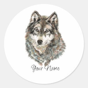 Adesivo Nome personalizado ou texto Lobo aquarela Animal