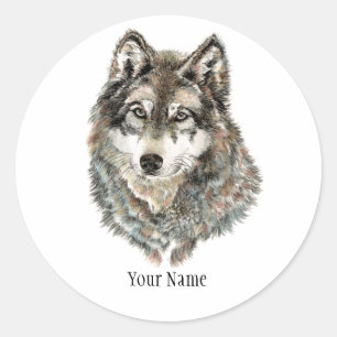 Adesivo Nome personalizado ou Wolf de texto aquarela anima