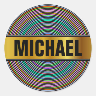 Adesivo Nome Personalizado + Padrão de Círculos/Anéis Mult