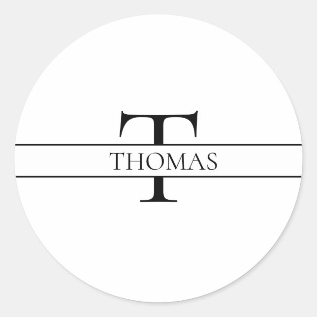 Adesivo Nome Personalizado Personalizado Elegante Monogram (Frente)