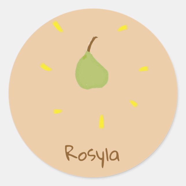 Adesivo Nome personalizado pintado de pera em castanho (Frente)