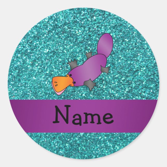 Adesivo Nome personalizado platypus roxo (Frente)
