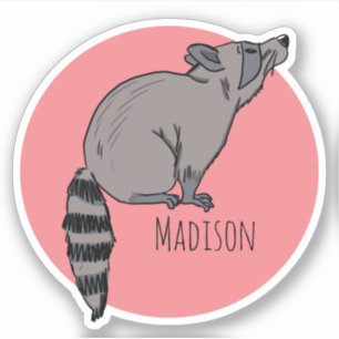 Adesivo Nome Personalizado Raccoon Vinyl Sticker