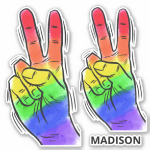 Adesivo Nome personalizado Rainbow Peace