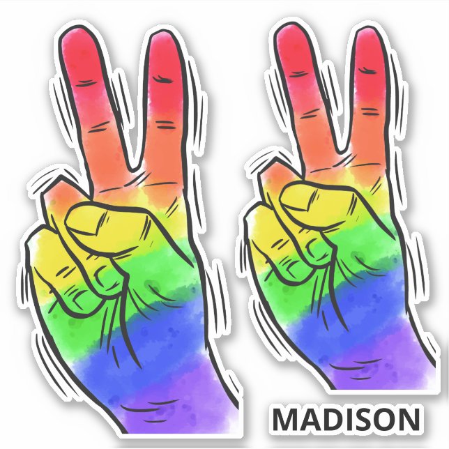 Adesivo Nome personalizado Rainbow Peace (Frente)