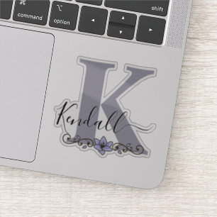 Adesivo Nome Personalizado Romântico Flor Lírio Monogramad