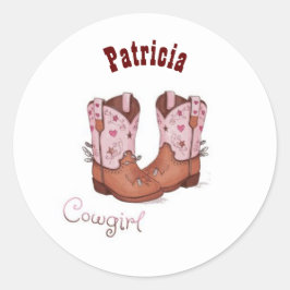 Adesivo Nome Personalizado Trendy Cute CowGirl Boots Rosa 