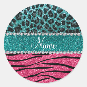 Adesivo Nome personalizado turquoise leopardo rosa-rosa ze