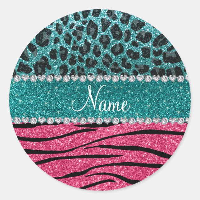 Adesivo Nome personalizado turquoise leopardo rosa-rosa ze (Frente)