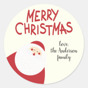 Adesivo Nome Personalizado Vermelho Feliz Natal Papai Noel