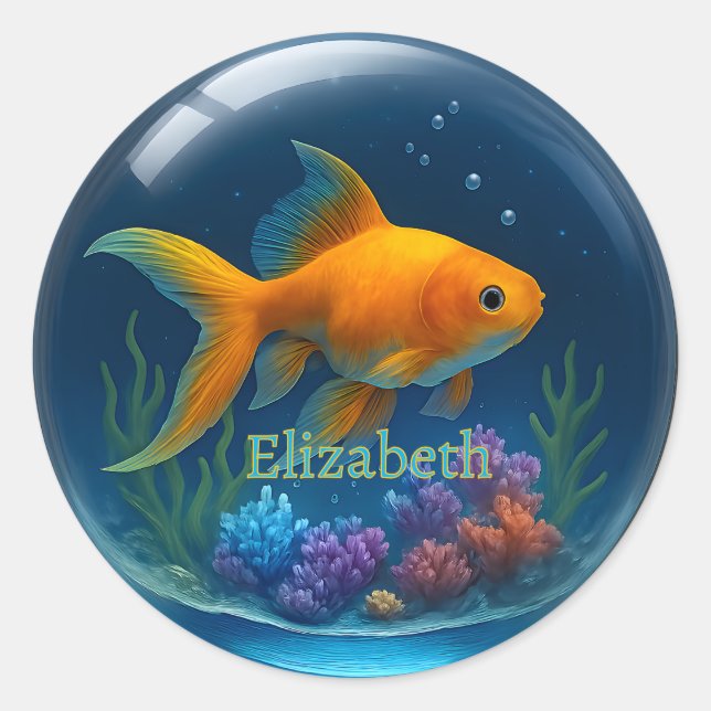 Adesivo Nome Personalizado - Vidro Goldfish 3D - Vinheta (Frente)