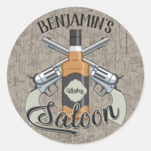 Adesivo Nome Personalizado Vovente do Cowboy Gun Whiskey S