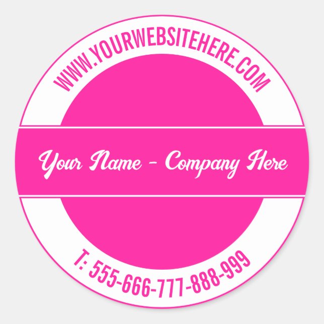 Adesivo Nome Personalizado Website Phone Round Stick Sua C (Frente)