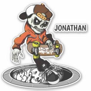 Adesivo Nome personalizado Zombie Skater