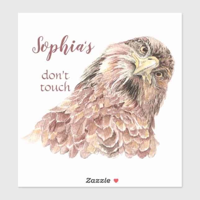 Adesivo Nome pessoal Diversão Watercolor Hawk (Folha)