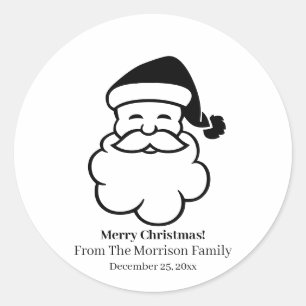 Adesivo Nome preto branco do Natal Santa Claus