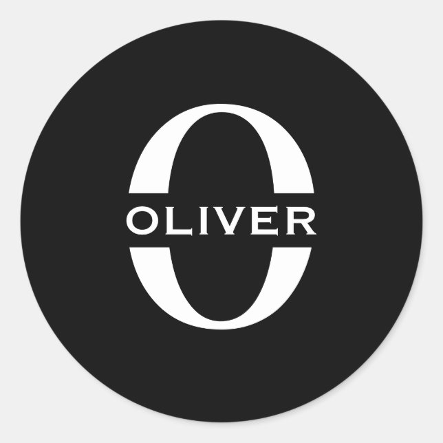 Adesivo Nome Preto E Branco Do Monograma Personalizado (Frente)